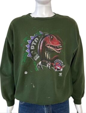 Vintage 90s Toronto Raptors NBA green  crewneck sweatshirt 100% polyester